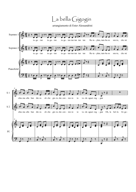 La Bella Gigogin Canto E Piano Sheet Music