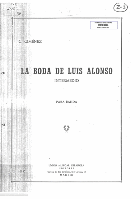 Free Sheet Music La Boda De Luis Alonso Intermedio