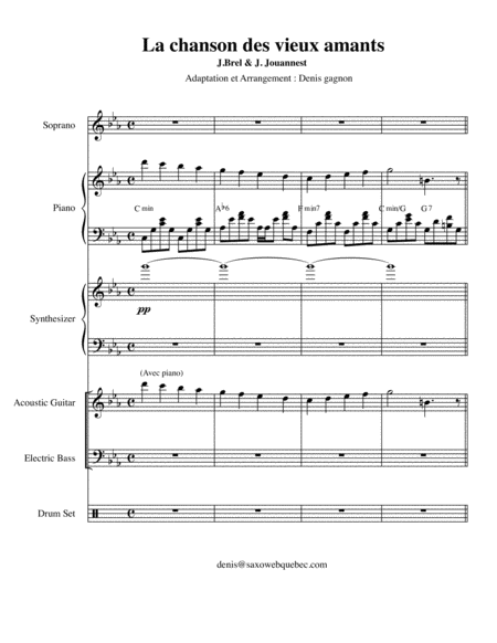 La Chanson Des Vieux Amants Score Avec 5 Partitions Sheet Music