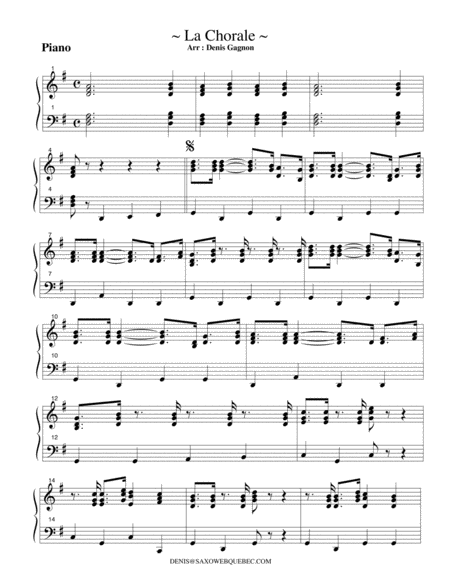 Free Sheet Music La Chorale Partition De Piano D Accompagnement