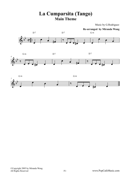 Free Sheet Music La Cumparsita Famous Tango Lead Sheet