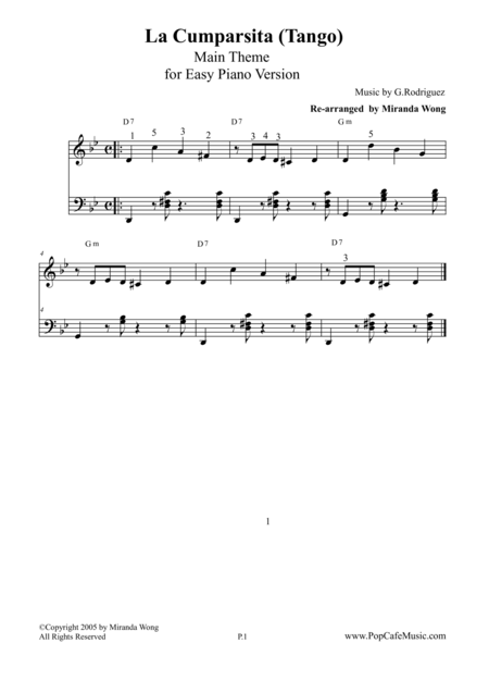 La Cumparsita Famous Tango Lovely Piano Version Sheet Music