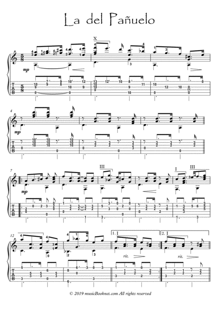 La Del Panuelo Guitar Solo Sheet Music