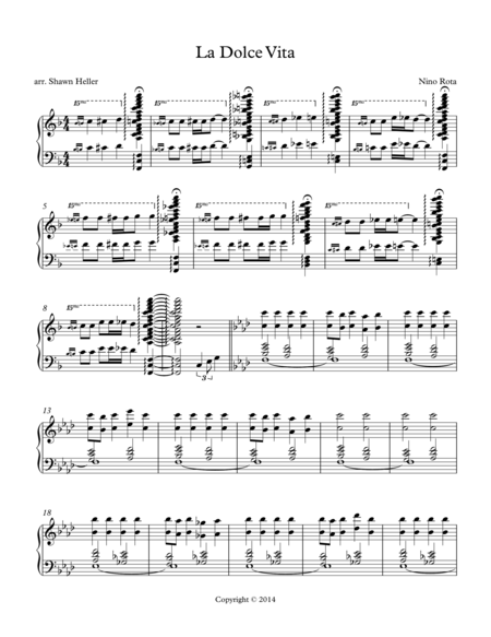 La Dolce Vita For Piano Solo Sheet Music