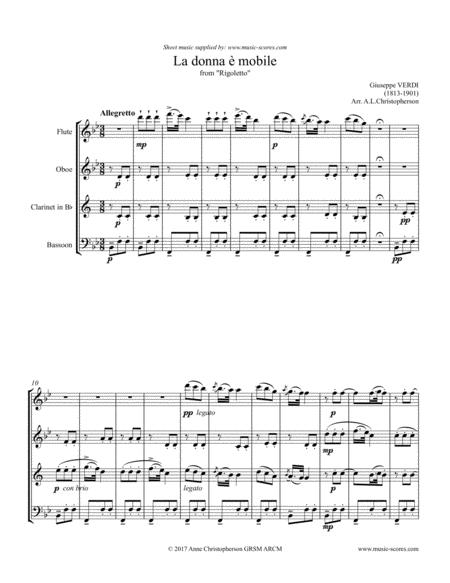 La Donna E Mobile Wind Quartet Sheet Music