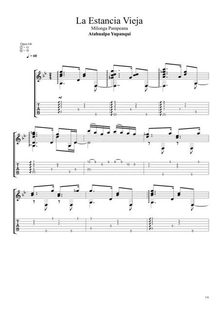 Free Sheet Music La Estancia Vieja Milonga