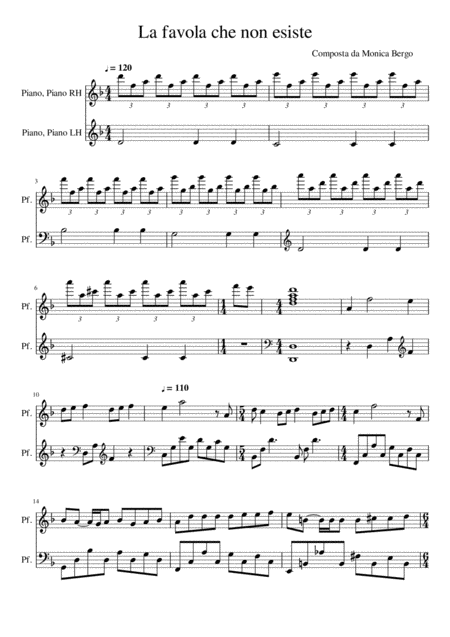 Free Sheet Music La Favola Che Non Esiste