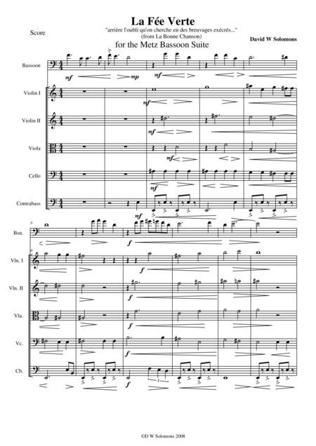Free Sheet Music La Fe Verte For Bassoon And String Orchestra