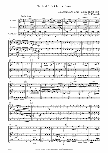 La Fede For Clarinet Trio Sheet Music