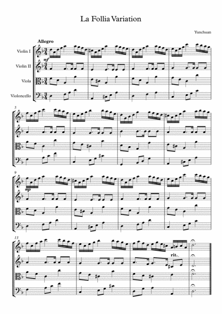 Free Sheet Music La Follia Variation