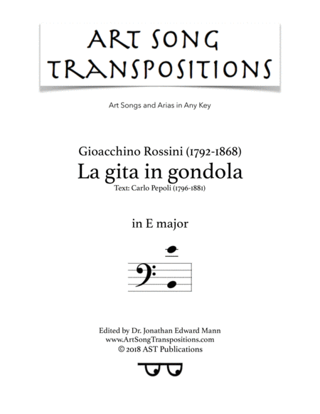 Free Sheet Music La Gita In Gondola E Major Bass Clef