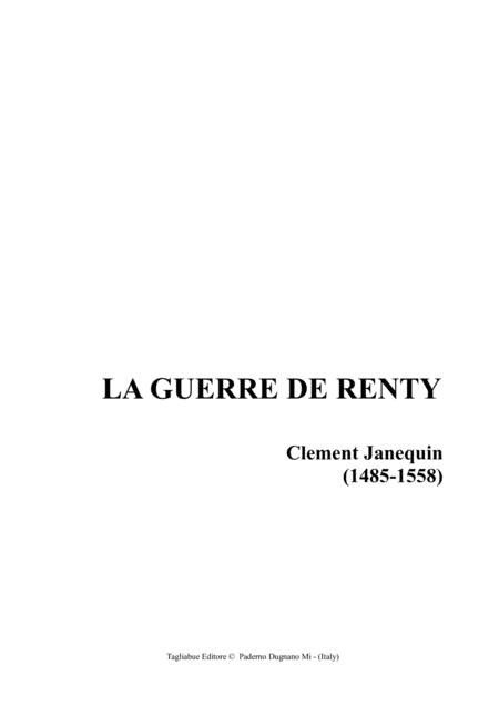 Free Sheet Music La Guerre De Renty Janequin For Satb Choir