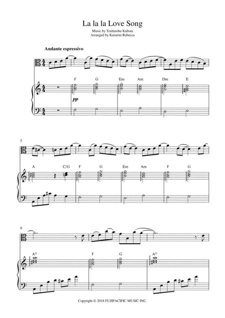 La La La Love Song Viola Solo And Piano Accompaniment Sheet Music