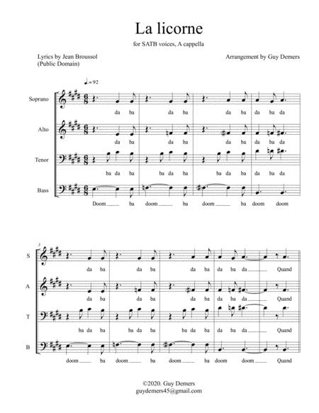 Free Sheet Music La Licorne The Unicorn