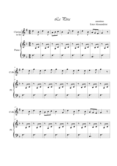 Free Sheet Music La Piva Clarinet In B And Piano