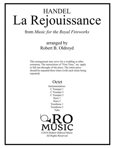 Free Sheet Music La Rejouissance From Royal Fireworks For Brass Octet