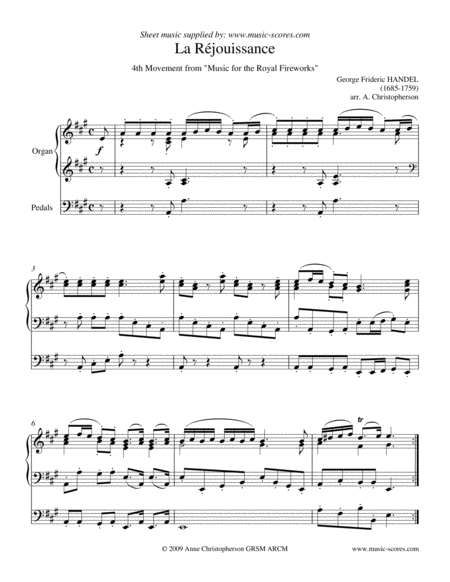 La Rjouissance Organ Ama Sheet Music