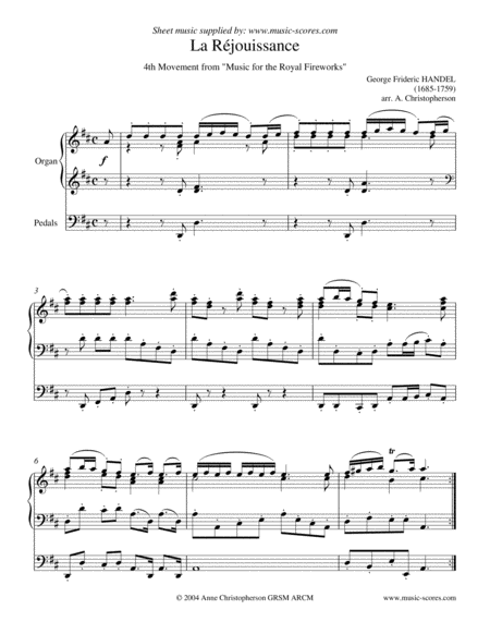 Free Sheet Music La Rjouissance Organ