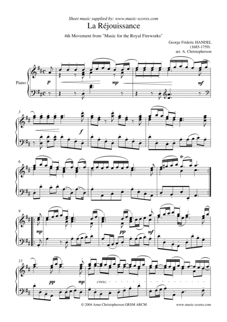 La Rjouissance Piano Solo Sheet Music