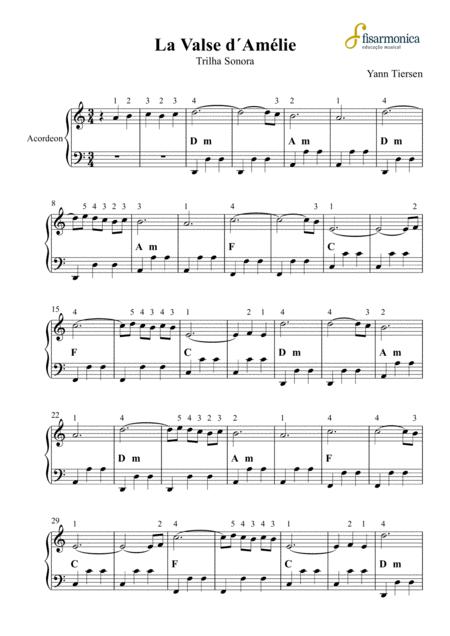 La Valse D Amelie Yann Tiersen Partitura Para Acordeon Sheet Music For Accordion Sheet Music