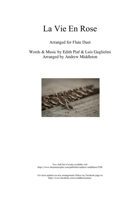 La Vie En Rose Arranged For Flute Duet Sheet Music