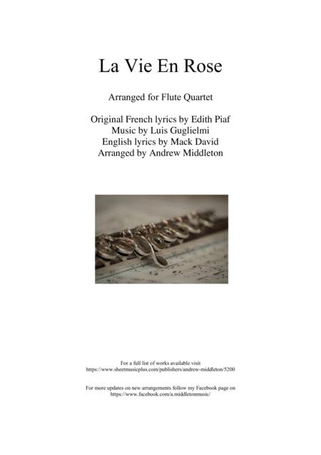 La Vie En Rose Arranged For Flute Quartet Sheet Music