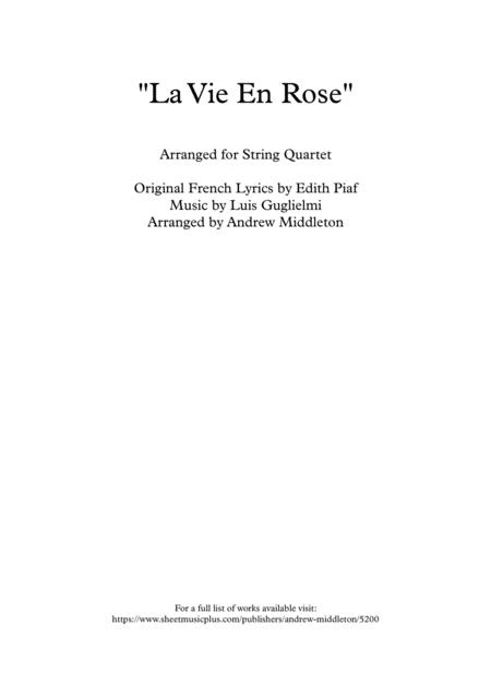 La Vie En Rose Arranged For String Quartet Sheet Music