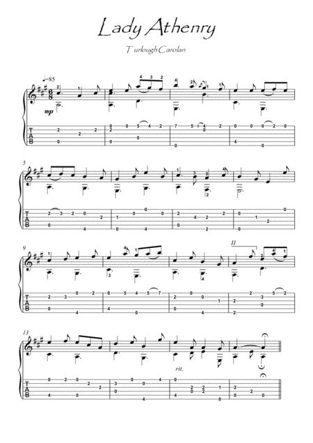 Lady Athenry By Carolan Guitar Fingerstyle Sheet Music