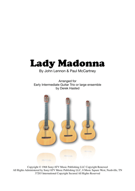 Free Sheet Music Lady Madonna 3 Guitars Or Large Ensemble