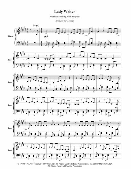 Lady Writer Piano Solo Sheet Music