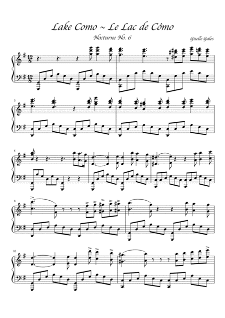 Free Sheet Music Lake Como Piano Solo Le Lac De Cmo Nocturne No 6