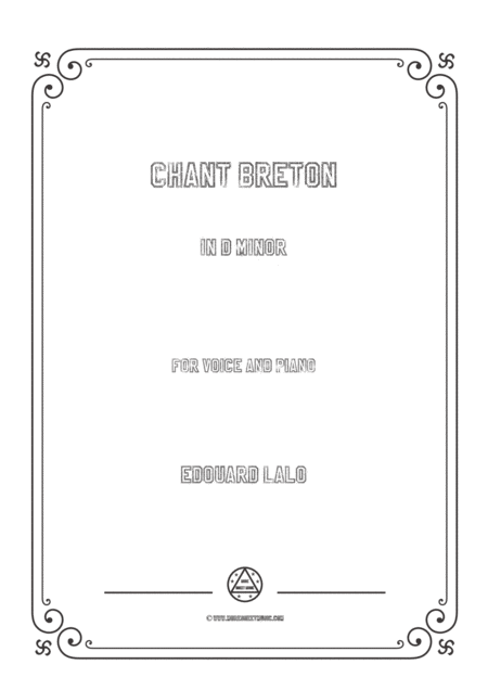 Free Sheet Music Lalo Chant Breton In D Minor For Voice And Piano