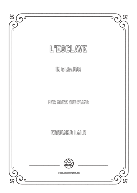 Free Sheet Music Lalo L Esclave In G Major For Voice And Piano