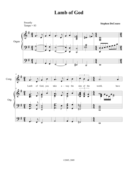 Lamb Of God From Mass Of Divine Mercy Sheet Music