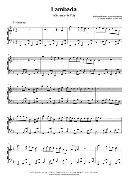 Lambada Piano Solo Sheet Music