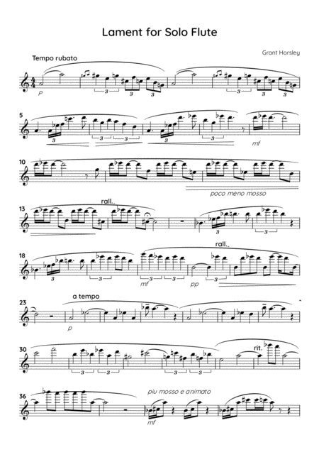 Lament For Solo Flute Sheet Music