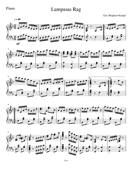 Free Sheet Music Lampasas Rag