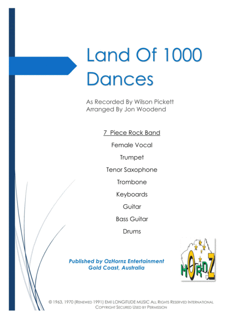 Free Sheet Music Land Of A Thousand Dances