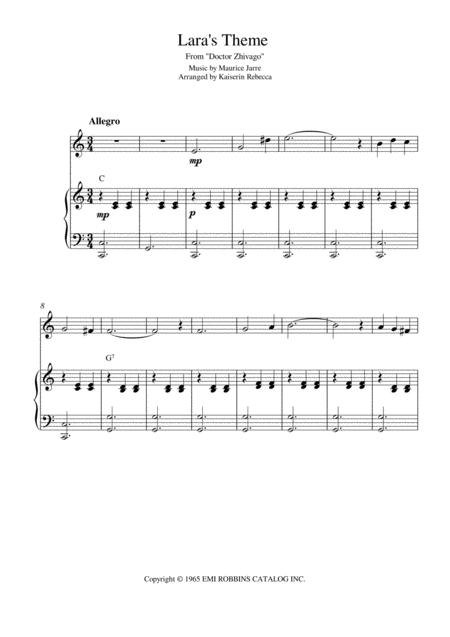 Free Sheet Music Lara Theme From Doctor Zhivago Violin Solo And Piano Accompaniment