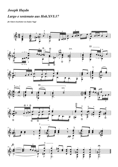 Free Sheet Music Largo E Sostenuto From Hob Xvi 37