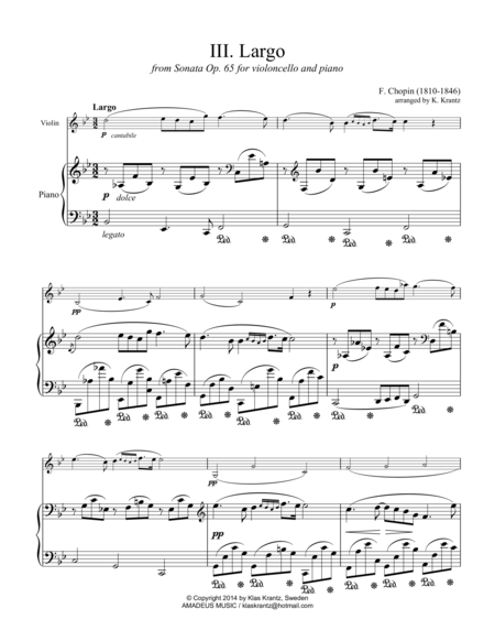 Free Sheet Music Largo From Op 65 For Violin And Piano