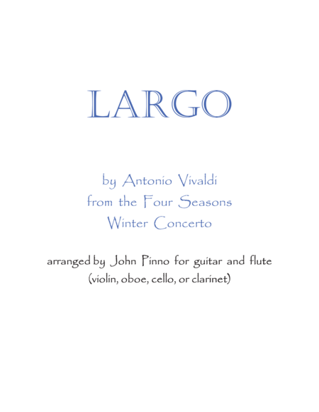 Free Sheet Music Largo From The Four Seasons Winter