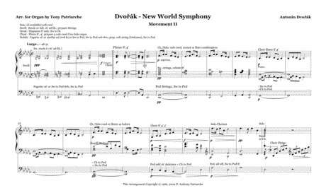 Largo From The New World Symphony For Organ Sheet Music