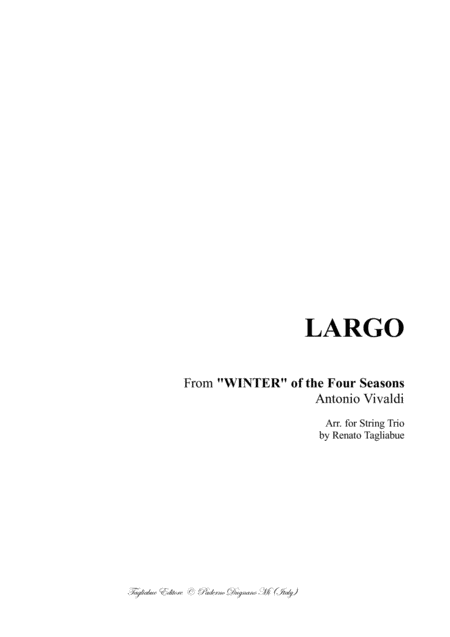 Largo From Winter Of The Four Seasons Antonio Vivaldi Arr For String Trio Sheet Music