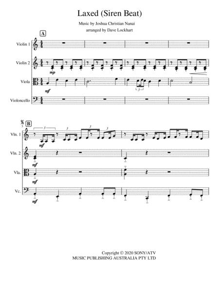 Free Sheet Music Laxed Siren Beat String Quartet