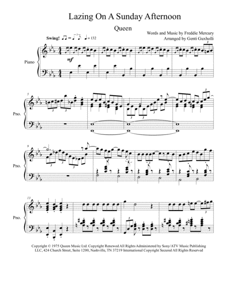 Free Sheet Music Lazing On A Sunday Afternoon Piano Solo