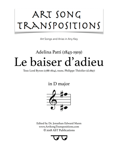 Le Baiser D Adieu D Major Sheet Music