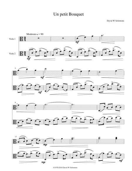 Free Sheet Music Le Bouquet For 2 Violas