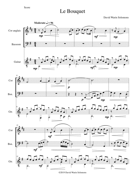 Le Bouquet For Cor Anglais Bassoon And Guitar Sheet Music