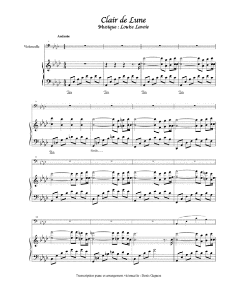 Free Sheet Music Le Clair De Lune Louise Lavoie